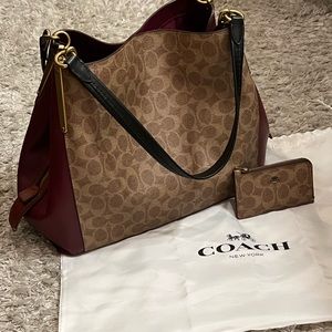 Coach Willow Signature Shoulder Bag with matching card wallet.